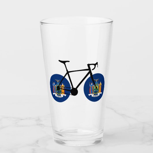 New Yorker Staatsflagge Radfahren Glas (Vorderseite)