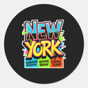 New Yorker Stadt-Skyline Bronx Queens Manhattan St Runder Aufkleber