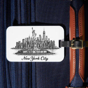 New Yorker Stadt Skyline Line Art Illustration Gepäckanhänger