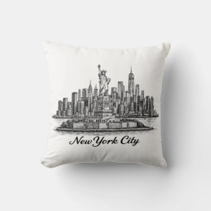 New Yorker Stadt Skyline Line Art Illustration Kissen