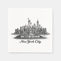 New Yorker Stadt Skyline Line Art Illustration