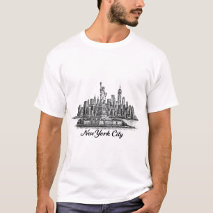 New Yorker Stadt Skyline Line Art Illustration T-Shirt