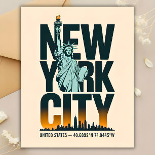 New Yorker Stadt-Typografie Statue der Freiheit Sk Postkarte