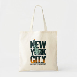 New Yorker Stadt-Typografie Statue der Freiheit Sk Tragetasche