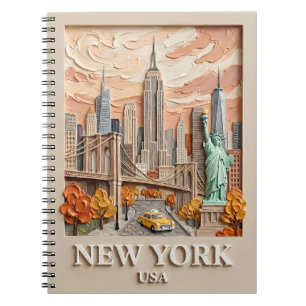 New Yorker Stadt Vintage 3D texturiertes Stadtbild Notizblock