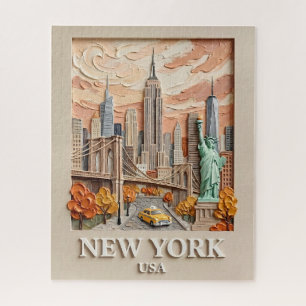 New Yorker Stadt Vintage 3D texturiertes Stadtbild Puzzle
