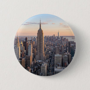 New Yorker Stadtansicht bei Sonnenuntergang Button