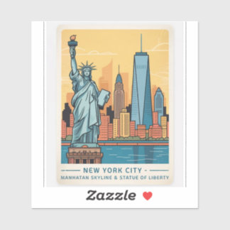 New Yorker Stadtansicht von Manhattan Aufkleber