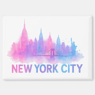 New Yorker Stadtansicht Wasserfarbenkunst – Neonbr Magnet