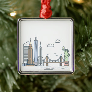 New Yorker Stadtbild Linienkunst Ornament Aus Metall