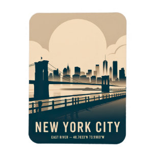 New Yorker Stadtbild Minimalistische Kunst Vintage Magnet