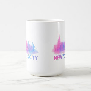New Yorker Stadtbild Wasserfarbenkunst – Neonbrück Kaffeetasse