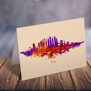 New Yorker Stadtsilhouette Aquarell auf Weiß Dankeskarte