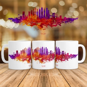 New Yorker Stadtsilhouette Aquarell auf Weiß Kaffeetasse