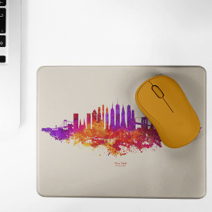 New Yorker Stadtsilhouette Aquarell auf Weiß Mousepad