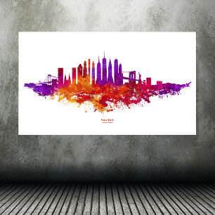 New Yorker Stadtsilhouette Aquarell auf Weiß Poster