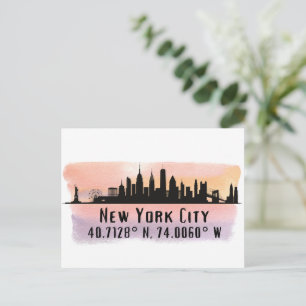 New Yorker Stadtsilhouette Breite und Länge  Postkarte