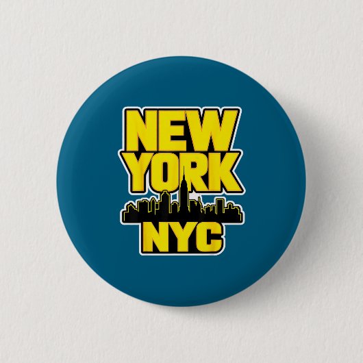 New Yorker Stadtsilhouette Bronx Queens Manhattan Button (Vorderseite)