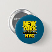 New Yorker Stadtsilhouette Bronx Queens Manhattan Button (Vorne & Hinten)