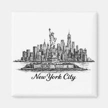 New Yorker Stadtsilhouette Linienkunst Illustratio