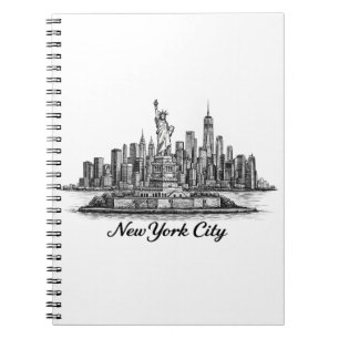 New Yorker Stadtsilhouette Linienkunst Illustratio Notizblock