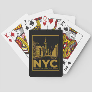 New Yorker Stadtsilhouette – Vintage Gold & Schwar Spielkarten