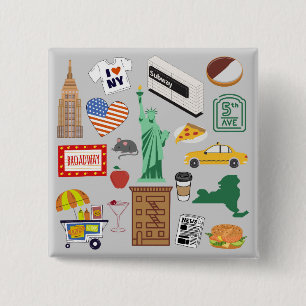 New Yorker Stadtsymbole Button