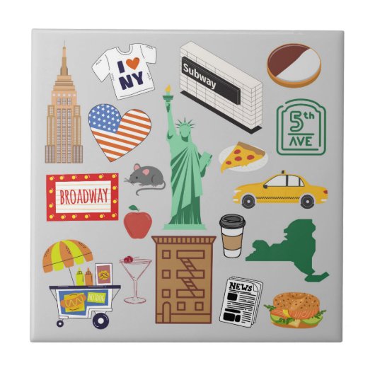 New Yorker Stadtsymbole Fliese (Vorderseite)