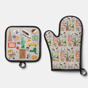 New Yorker Stadtsymbole Ofenhandschuh & Topflappen-Set