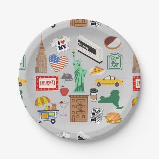 New Yorker Stadtsymbole Pappteller (Vorderseite)