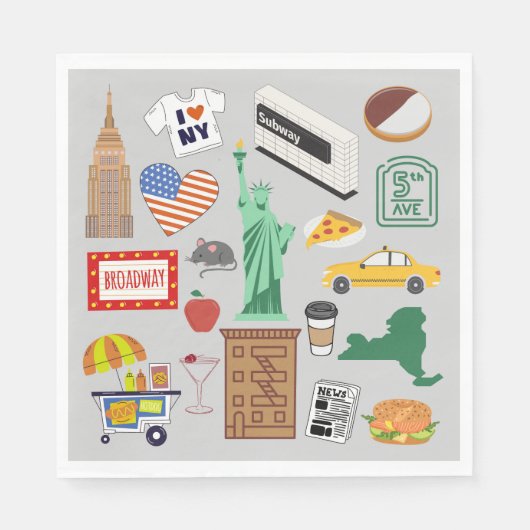 New Yorker Stadtsymbole Serviette (Vorderseite)