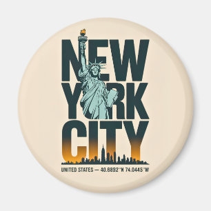 New Yorker Stadttypografie Freiheitsstatue Skyline Magnet