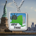 New Yorker Statue of Liberty Empire State Gebäude Versilberte Kette<br><div class="desc">New York Map,  Freiheitsstatue,  Monument-Produkt. Das sieht bei jedem Produkt gut aus und macht einen wunderbaren Reisegepäck. ⭐ PERSONALISIEREN Sie diese Vorlage mit Ihren Bildern. ⭐ EDIT weiter,  um weitere Änderungen vorzunehmen. ⭐ ÜBERTRAGEN dieses Design auf jedes Produkt. Besuchen Sie alle meine Geschäfte auf bit.ly/SandyspiderStores (schneiden und einfügen).</div>