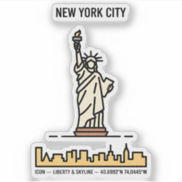 New Yorker Statue of Liberty Minimalistisch Line A Aufkleber