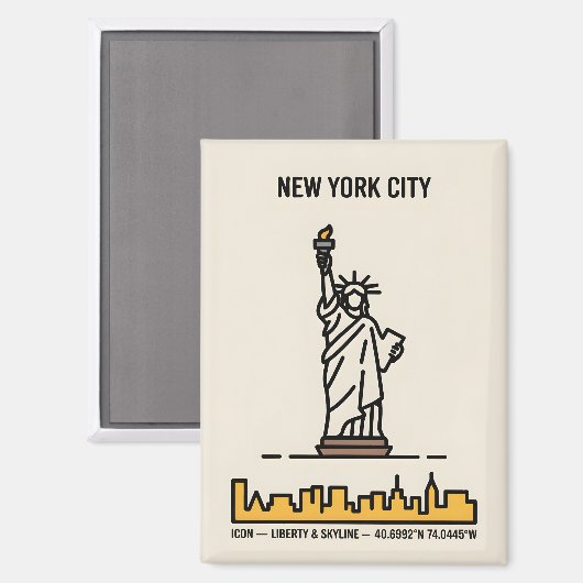New Yorker Statue of Liberty Minimalistisch Line A Magnet (Vorderseite/Rückseite)