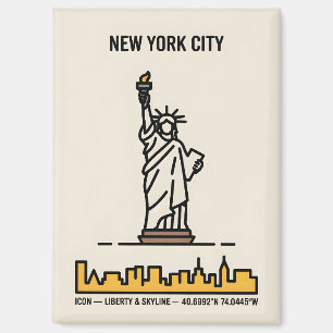 New Yorker Statue of Liberty Minimalistisch Line A Magnet