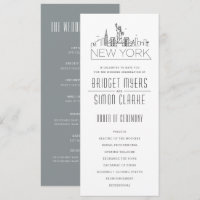 New Yorker stilisierte Skyline | Hochzeitsprogramm