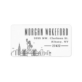 New Yorker stylisierte Skyline Large Address Label Adressaufkleber