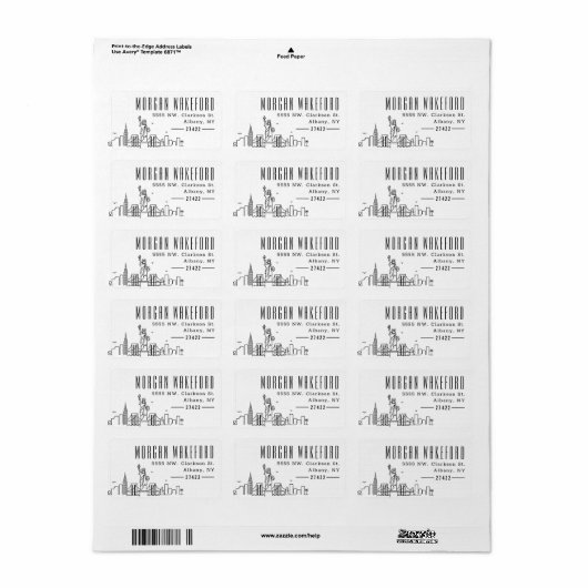 New Yorker stylisierte Skyline Large Address Label Adressaufkleber (Vorne)
