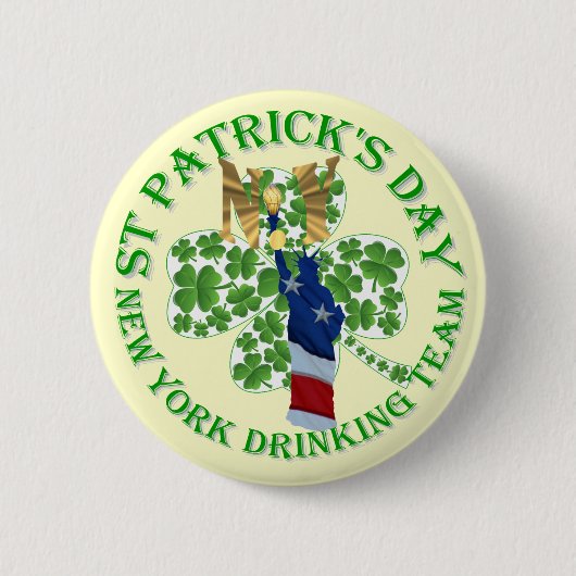 New Yorker Trinkteam St Patrick's Day Button (Vorderseite)