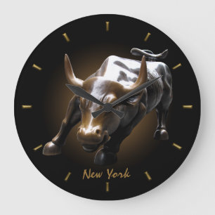 New Yorker Uhren-Bulle-Statue-Geschenke NYC-Wanduh Große Wanduhr