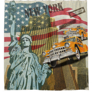 New Yorker Vintage-Poster. Duschvorhang