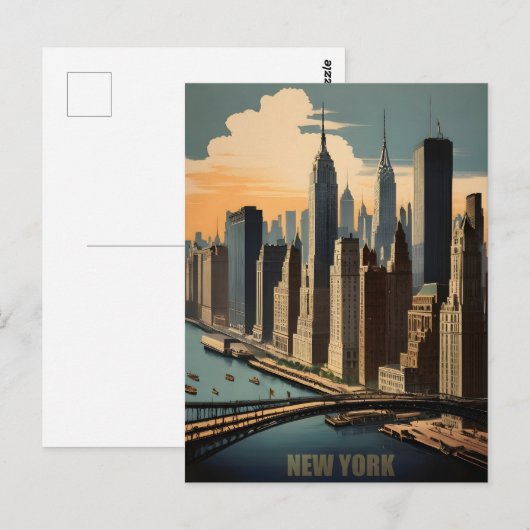 New Yorker Vintage-Poster Postkarte (Vorne/Hinten)