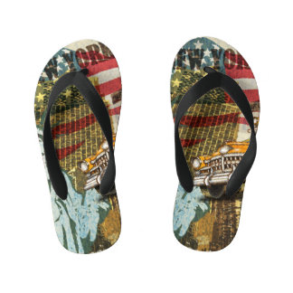 New Yorker Vintage-Reiseposter. Kinderbadesandalen