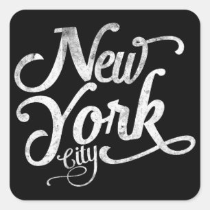New Yorker Vintage-Typografie Quadratischer Aufkleber