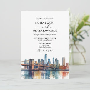 New Yorker Wasserfarben-Skyline Zielort-Hochzeit Einladung