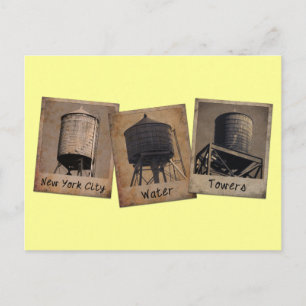New Yorker Wassertürme im Vintage-Stil Postkarte