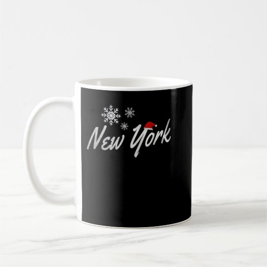 New Yorker Weihnachten mit Schneeflocken und Weihn Kaffeetasse (Links)