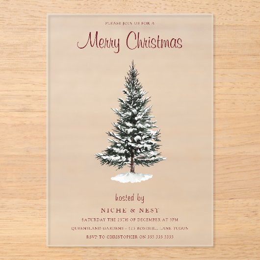 New Yorker Weihnachten: Trendy Winter Modern Party Acryleinladungen (Vorderseite)