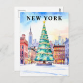 New Yorker Weihnachtsbaum-Winterreise Postkarte (Vorne/Hinten)